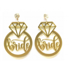 Bride Earrings - Acrylic Gold Diamond